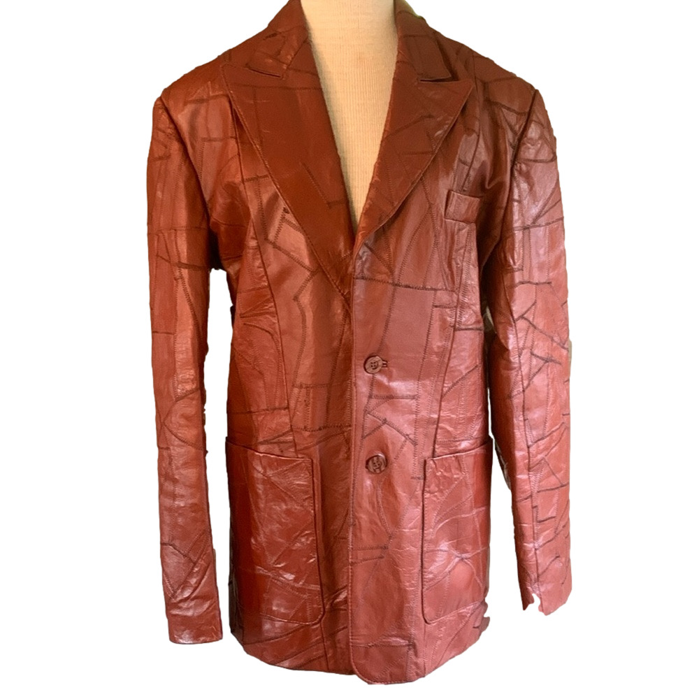 Imperial genuine leather vintage sz 44 coat with pattern